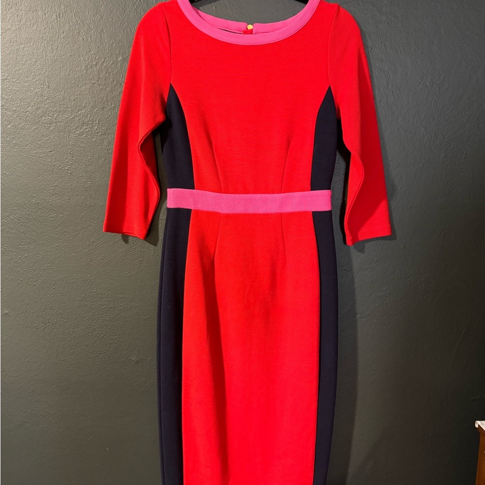 Boden Brand New wot tri color dress. Size 4L but could be hemmed!